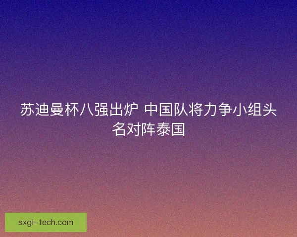 苏迪曼杯八强出炉 中国队将力争小组头名对阵泰国