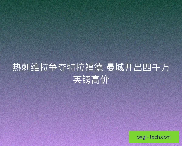 热刺维拉争夺特拉福德 曼城开出四千万英镑高价 热刺维拉争夺特拉福德 曼城开出四千万英镑高价